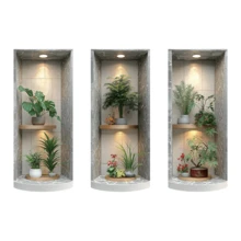 3pcs/Set Nordic Green Plant Theme Faux Arch Window Stickers. Self-Adhesive Removable Decorative Decals, Suitable For Christmas, Halloween, Thanksgiving, Valentine's Day, Spring Festival, Easter, New Year, Independence Day And Other Holidays, Applicable To Party, Office, Home, Living Room, Bedroom, Bathroom, Kitchen, Garden, Room, House And Other Scenarios, Suitable For Party, Office, Home, Living Room, Bedroom, Bathroom, Kitchen, Garden, Room, House And Other Room Decorations Christmas Decoration XMAS Decor Christmas Tree Gift Decor Thanksgiving Wedding Home Decor Home Decor Fall Decor Autumn Decor Birthday Decorations For Gifts Party Supplies Indoor Holiday Festival Decor Halloween Decor Wall Decor Halloween Ornaments