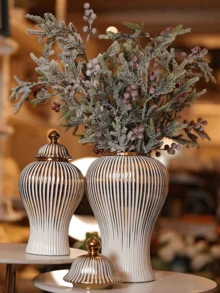 1 إناء سيراميك فاخر أوروبي للتخزين العام، ديكور طاولة للمنزل وغرفة المعيشة ومدخل المنزل والفندق، أفضل هدية عيد الميلاد، ديكور للمنزل والزفاف وحفلات عيد الحب وأعياد الميلاد، إناء زهور - متعدد الألوان - مشاهدة 2