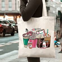 Fun Nurse Tote Bag, Polyester Large Capacity Simple Style Durable Tote Bags Outdoor Picnic, Party, Travelling, Shopping