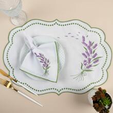 Placemat Kit, Embroidered Placemat, Round/Rectangular Table Placemat And Napkins - Lilac Purple - View 6