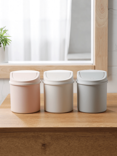 1PC INS Mini Style Desktop Small Garbage Bin Bedroom New Girl Heart Home Cute Cover Net Red Mini Storage Box, Plastic Garbage Can With Lid, Tabletop Wastebasket, Trash Bin For Home Office Desk Decor,Coffee Table, Office, Living Room, Study