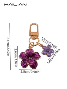 HAILIAN 1 Móc khóa hình hoa anh đào bằng hợp kim nhẹ và duyên dáng với hình hoa anh đào có thẻ hình chữ nhật thích hợp làm mặt dây chuyền túi xách, móc chìa khóa ô tô, quà tặng sinh nhật cho các cặp đôi ngày lễ Y2K - Màu tím - Xem 8