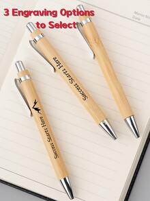 1/5/10/50PCS Custom Bamboo Ballpoint Pens, Personalized Engraved Pens, Portable , Engravable Name & Logo, Wedding Favors, Teacher's Day Gifts, Business Office Gifts, Student Stationery Souvenirs - Multicolor - View 4