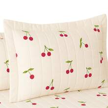 Cherry Bedspread Kit Single Double Queen King Double Sided Cotton 180 Thread Count - 櫻桃 - 查看 3