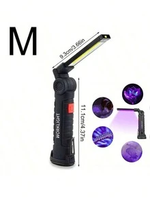 1PC Rechargeable Work Lights LED Flashlight Hanging Hook Magnetic With Builtin Battery USB Portable Flash Light Camping Repair Torch - Black - View 9