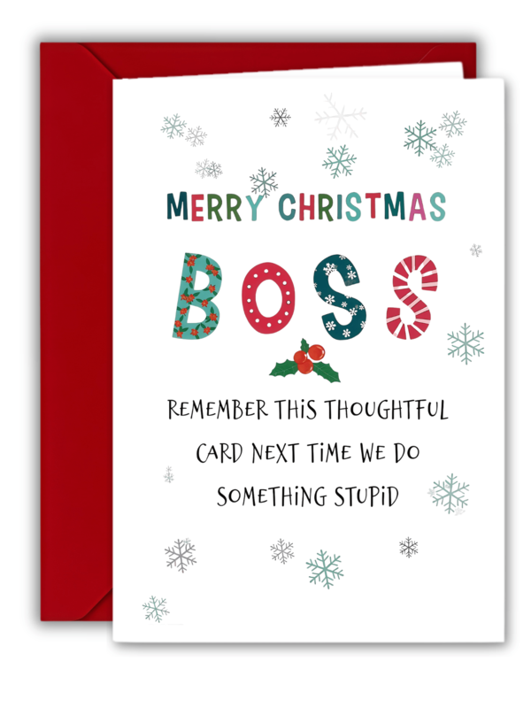 1pc Christmas Greeting Card With Envelope, Funny Boss Christmas Card, Suitable As Christmas Gift For Family, Boss