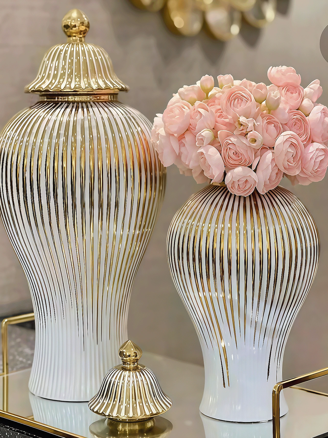 1 إناء سيراميك فاخر أوروبي للتخزين العام، ديكور طاولة للمنزل وغرفة المعيشة ومدخل المنزل والفندق، أفضل هدية عيد الميلاد، ديكور للمنزل والزفاف وحفلات عيد الحب وأعياد الميلاد، إناء زهور - متعدد الألوان - مشاهدة 1