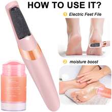 Electric Foot Callus Remover & Feet Care Cream Moisturizer - Electric Feet File And Anti Cracked Feet Cream - Professional Pedi Feet Care Perfect For Dead, Hard Cracked Dry Skin, Moisturizes And Hydrates The Dry Skin Ideal Gift - 西瓜粉 - 查看 2
