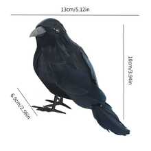 Realistic Feather Crow Decoration, Plastic Fake Crow Decor For Halloween, Lifelike Simulation Bird Model