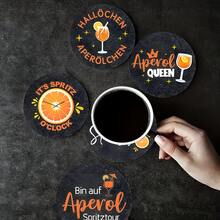 8pcs Aperol Spritz Coasters, Orange Mood Text Coasters For Coffee/Cocktail Ambiance, Coasters For Heat Protection, Table Mats, Drink Coasters, Non-Slip Coasters, Best Gift Choice For Holidays
