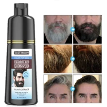Men's Mustache & Beard Dye For Gray Hair Coverage - Natural Permanent Beard Hair Dye,Plant Extracts Gentle & Non-Irritating, Easy To Color, Beard Dye For Men - 藍色-黑色 - 查看 1