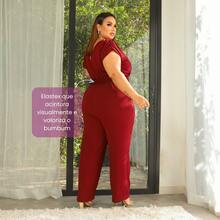 LIA ROSA Plus Size Jumpsuit For Everyday - Women's Elastex Strap V-Neck Wrap Jumpsuit - Redwood - View 3