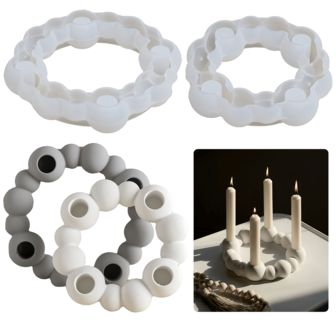 1PC 4-Hole Ring Candle Holder Silicone Mold, Minimalist Design, DIY Handmade Plaster Concrete Resin Pearl Chain Candle Holder Craft Casting Molds, For Home Decor, Fireplace, Bedroom, Living Room, Centerpieces