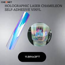 1 张全息激光变色龙自粘性乙烯基永久性乙烯基和转移胶带薄膜 DIY 定制工艺品