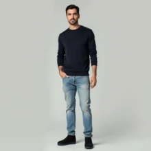 Kit 03 Men's Long Sleeve T-Shirt, Plain Cotton, Basic, Round Neck - Black White Wine - View 5