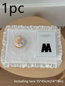 1 件/6 件韩式白色蝴蝶结蕾丝荷叶边餐垫，简约背景杯垫，家居餐厅垫