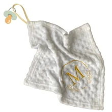 Personalized Baby Blanket With Initial Letter Pacifier Clip Cloth - White - View 4