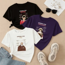 3 Piece Kit Cotton T-Shirt Print I Learned From Saints Therese, Saint Padre Pio And  Carlo Acutis Catholic Hallel - 黑白紫 - 查看 1