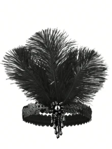D EXCEED 1/5 Pcs 1920s Women's Artificial Feather Flapper Headband – For Roaring 1920s Themed Parties, Gatsby Galas, 1920s Themed Masquerade Balls, Costume Parties - Multicolor - View 7