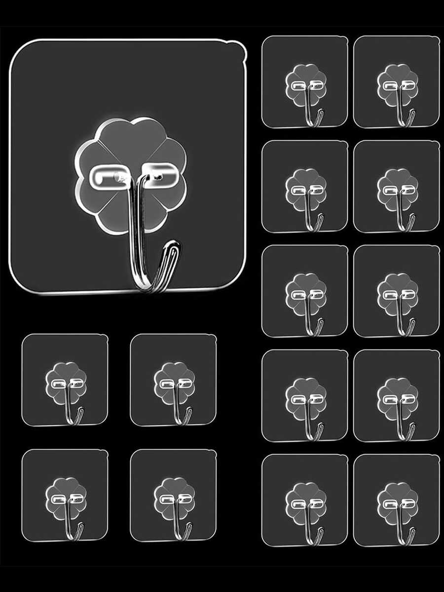 16/26个透明粘钩，超强自粘式墙钩，透明，无需钻孔，防水多用途挂钩，用于毛巾、厨房、浴室