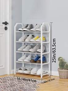 [节省空间的鞋架] 4 层/5 层节省空间的鞋子收纳架：易于组装，可拆卸设计，承重高达 6 公斤，非常适合宿舍和小空间，黑色塑料鞋子和配件收纳架 - 彩色 - 查看 7