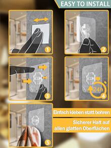 16/26个透明粘钩，超强自粘式墙钩，透明，无需钻孔，防水多用途挂钩，用于毛巾、厨房、浴室 - 白色 - 查看 7