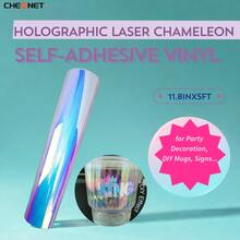 1 张全息激光变色龙自粘性乙烯基永久性乙烯基和转移胶带薄膜 DIY 定制工艺品