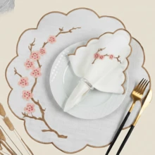 Placemat Kit, Embroidered Placemat, Round/Rectangular Table Placemat And Napkins - 櫻桃 - 查看 6