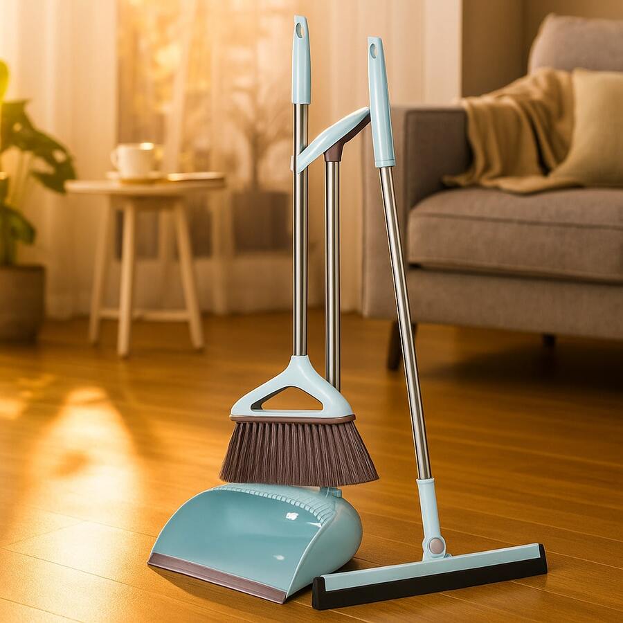 Kit de Escoba y Recogedor con Pala Extra Grande y Limpiador de Pisos en Color al Azar, Diseño Moderno y Ergonómico para una Limpieza Profunda y sin Esfuerzo en Hogares y Oficinas. - Multicolor - Ver 1