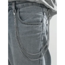 1pc Fashion Minimalist Punk Style Stainless Steel Double-Layer Pants Chain, Suitable For Teen, Casual Outdoor, Athletic, Vacation, Travel, Graduation Gifts, Birthday, Daily Wear
