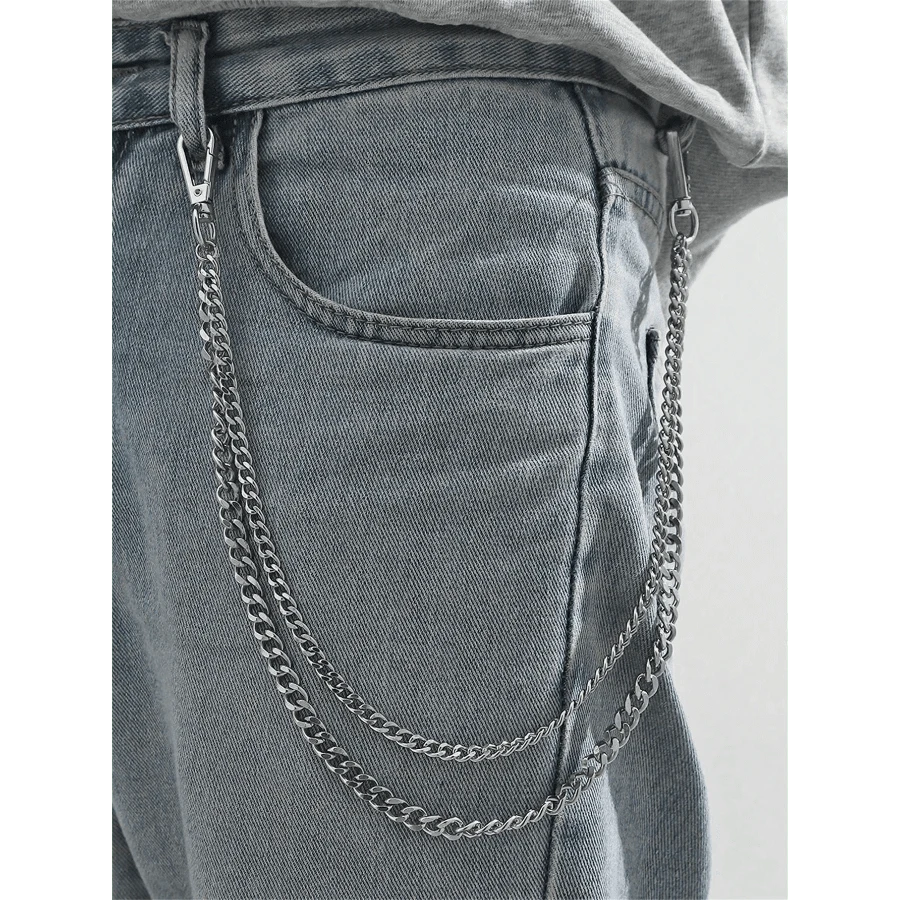1pc Fashion Minimalist Punk Style Stainless Steel Double-Layer Pants Chain, Suitable For Teen, Casual Outdoor, Athletic, Vacation, Travel, Graduation Gifts, Birthday, Daily Wear