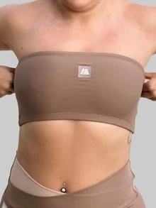 Brisa Fitness Women's Premium Polyamide Zero Transparency Gym Bandeau Top, Casual - Blue Anchor - 棕色 - 查看 4