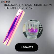1 張全息雷射變色龍自黏乙烯基永久乙烯基和轉移膠帶薄膜 Diy 定制工藝 - 粉色 - 查看 17