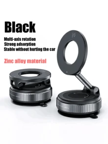 1 个 360° 旋转磁性手机支架 - 可折叠和伸缩，带真空吸盘，ABS 材质，便携，适用于汽车/淋浴/旅行/健身房/光滑镜子