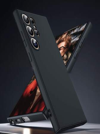 1pc Black Shockproof Case, Compatible With Samsung Series, Compatible With Samsung Phone Black Shockproof Case. Phone Case, Phone Protective Cover, Phone Shell, Phone Cover, Shockproof Phone Case, Black Phone Case, Minimalist Phone Case, Solid Color Phone Case, Black Phone Case, TPU Shockproof Phone Case (Military-Grade Shockproof)