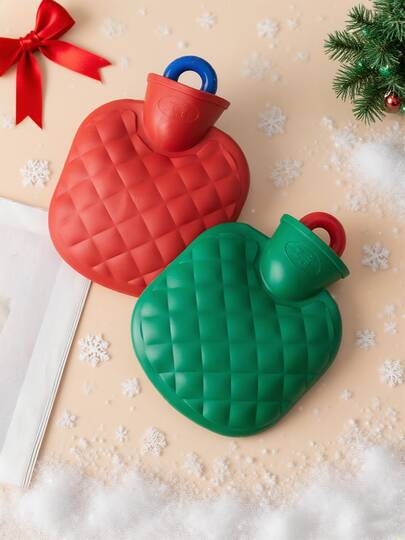 Weihnachtsgeschenk für Frauen, tragbare Mini-Wärmflasche, rot & grün, Plüschstoff, praktisch zum Tragen, geeignet zum Erwärmen von Händen, Füßen und Bauch im Winter