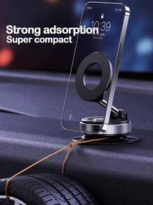 1 个 360° 旋转磁性手机支架 - 可折叠和伸缩，带真空吸盘，ABS 材质，便携，适用于汽车/淋浴/旅行/健身房/光滑镜子