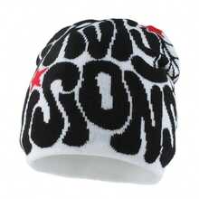 Outdoor Casual Sport Cap For Running Riding Hiking Women Harajuku Punk Cool Hat Soft Warm Fashion Skullies Beanies, Halloween Letter Bohemian Acrylic Knit Hat, All Season Autumn Decor - A - View 18