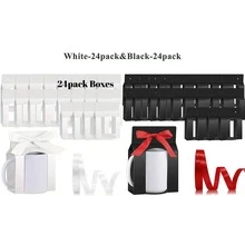 12pack/24pack Mug Boxes With 1 Roll Ribbon For Gifts, 11-12oz Sublimation Mugs Gift Packaging Box With Window For Mugs Blanks Gift Wrapping