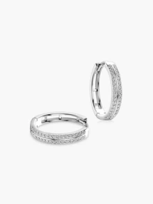1 Pair S925 Sterling Silver Women's Shiny Cubic Zirconia 5A Zirconia Earrings, Classic Elegant Double Hoop Earrings, Hypoallergenic Jewelry For Women, Birthday/Holiday Gift, Suitable For Weddings, Engagements, Daily Wear, Casual, Travel, Parties, Comes With Delicate Gift Box, Suitable For All Seasons