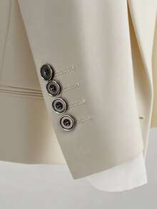 Men's Suit Translation Men's Suit, Business Casual Style, Men's Solid-Color Minimalist Daily Wear Long-Sleeve Suit Set, Including A Long-Sleeve Suit With Lapel Design And Matching Trousers. Suitable For Daily Leisure, Work Commuting, Weddings, Dances, Business And Other Occasions, Featuring A Minimalist And Elegant Style. - 米色 - 查看 7