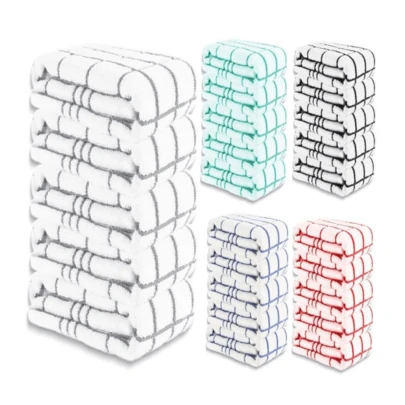 Tea Towels For Kitchen Classic Fancy Check Design 100% Cotton Large Size 45 X 70 Cm Hand Towel Pack Of 5 Soft Ring-Spun Yarn Super Absorbent Cleaning Thick Unisex Wipes