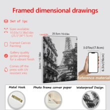 1 tấm áp phích Tháp Eiffel Paris, tác phẩm nghệ thuật trên vải canvas, tranh trang trí theo chủ đề Paris, trang trí phòng Paris, nghệ thuật treo tường, áp phích, nghệ thuật treo tường có khung, sắp xếp phòng, nghệ thuật treo tường, thẩm mỹ trang trí phòng, trang trí cổ điển, nghệ thuật treo tường phòng khách - vải canvas (khung tùy chọn) - Nhiều màu - Xem 5