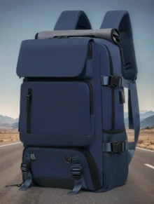 Large Multifunctional Backpack, Travel Bag, Backpack, Waterproof, Nylon Strap, Usb - Random Color - View 8