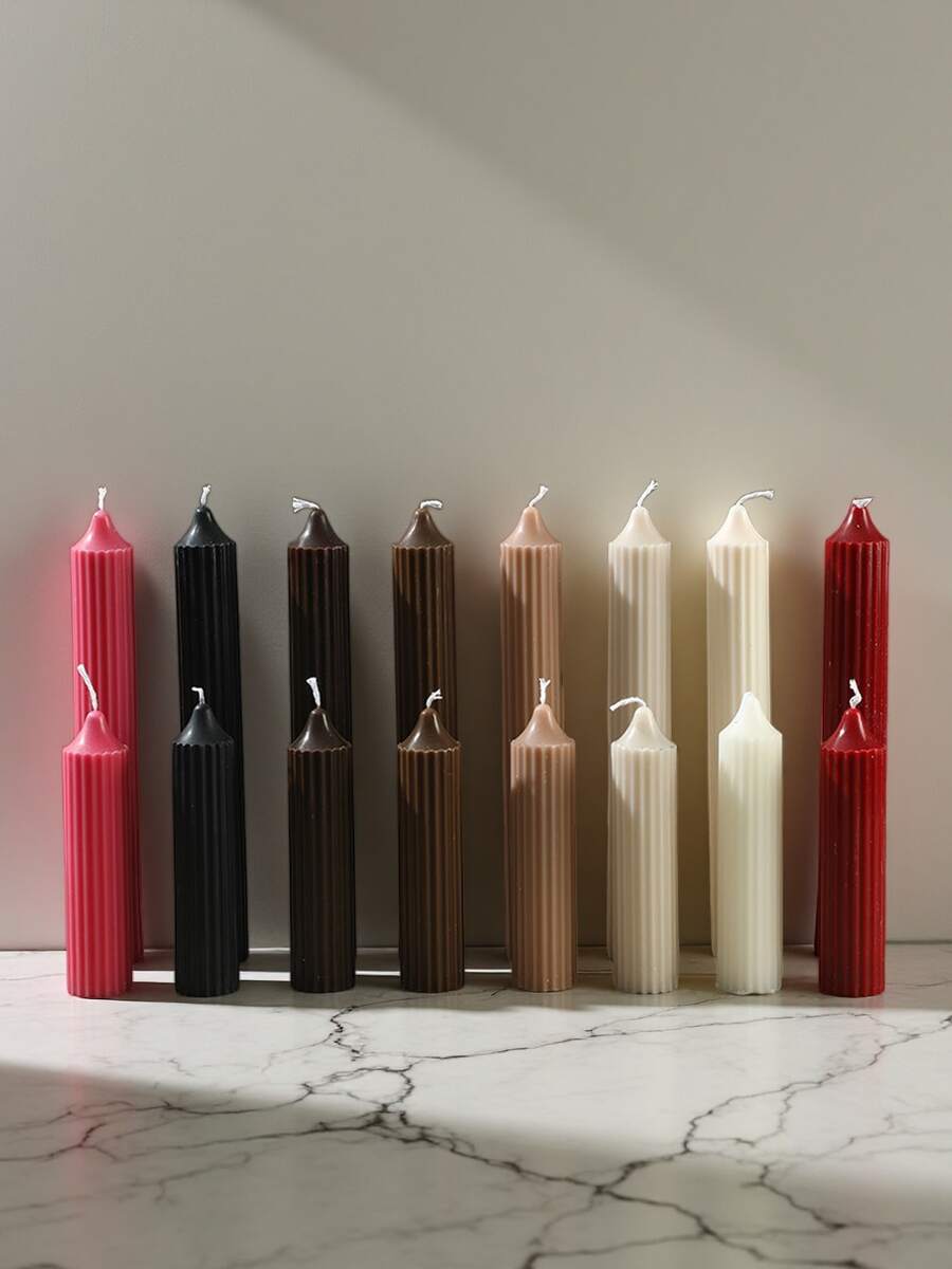 1pc Pointed Striped Long Stem Soy Wax Scented Candle, Photography Prop, Wedding Favor - Multicolor - View 1