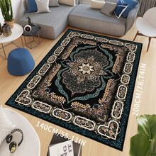 Grand tapis de zone abstrait - Doux, durable, antidérapant, décoration intérieure, avec un design mandala complexe en bleu, or et rouge. Convient pour le salon, la chambre à coucher ou le bureau, tapis de salon