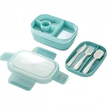 1 pièce Boîte à lunch portable 3 couches de 1900 ml, scellée et portable, pour adultes en différents formats, micro-ondes, convient pour le travail, les voyages et la cuisine, cadeau de Noël (bleu)