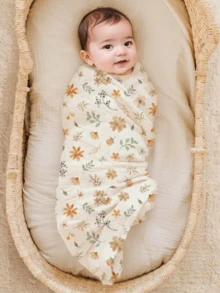 2pcs Soft Cotton Gauze Swaddle Blankets, Breathable Lightweight Suitable For Newborn & Infant Baby Boys Girls Cartoon Pattern - Multicolor - View 2