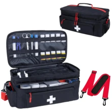 Large Capacity First Aid Kit With Shoulder Strap, Medicine Storage Box, Travel Emergency Bag For Car, Home, Office, Outdoor, Camping, Hiking Travel Essentials Holiday Vacation Medicine Organizer Emergency Kit Medicine Bag Medicine Storage Bag For Travel For Outdoor Portable First Aid Bag