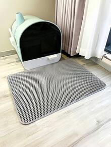 1pc EVA Cat Litter Mat, Double Layer One-Piece Single Opening, Washable Litter Trapping Mat For Indoor Cat Home Use - Grey - View 13